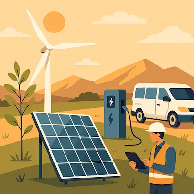 Paneles solares en un campo - símbolo de energías renovables y sostenibilidad