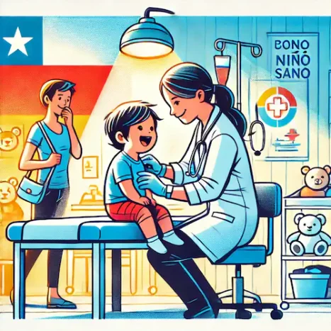 Niño sonriente en control médico, representando el Bono Control Niño Sano en Chile